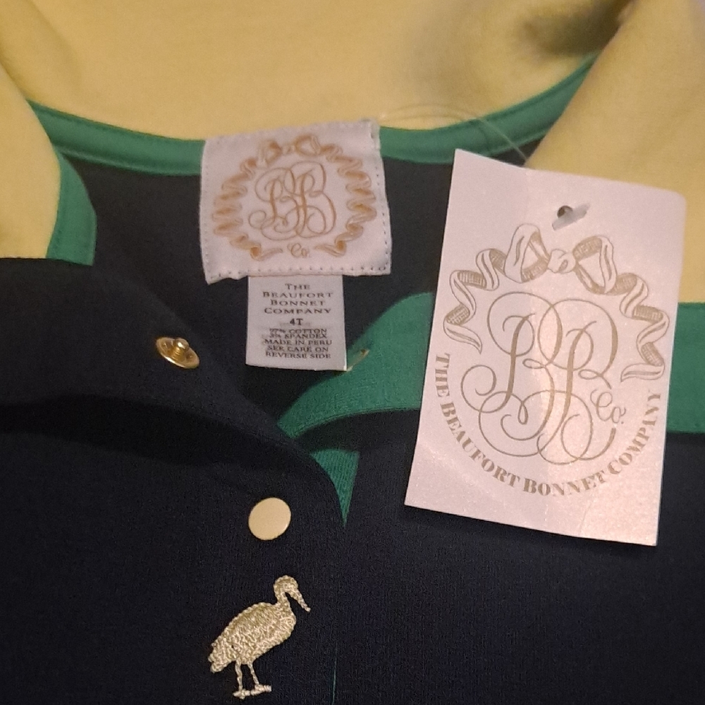 The Beaufort Bonnet Company Navy and Green Polo Shirt - Picture 3 of 6